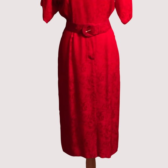 Gorgeous Vintage Argenti Red Silk Dress - Picture 3 of 9